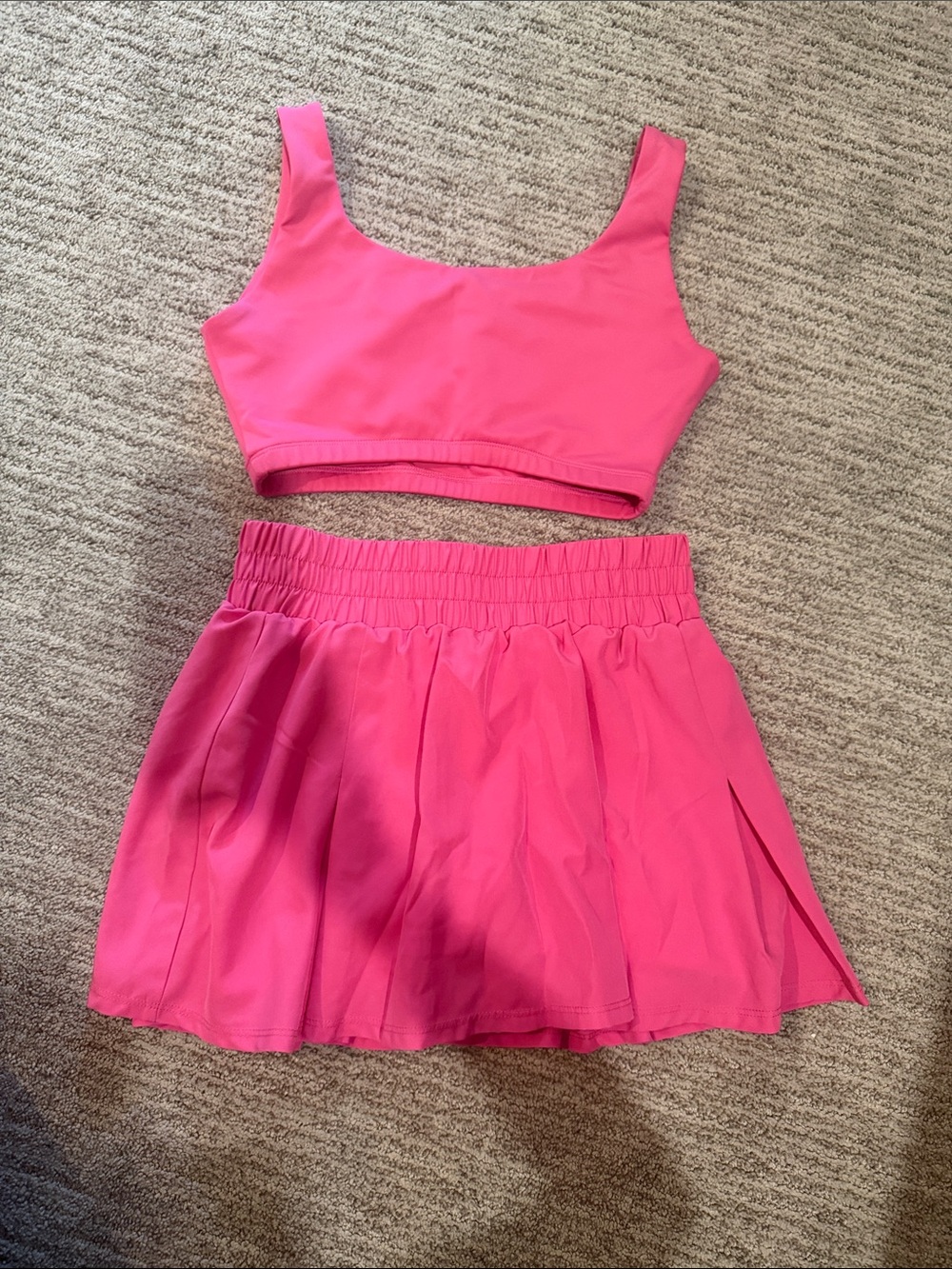 Year of Ours Hot Pink Two-Piece Set - Crop Top & Skirt